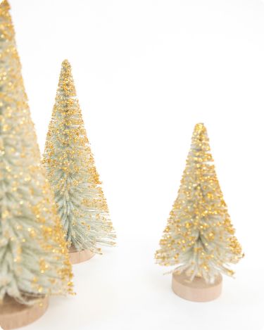 Three golden christmas tree ornaments for the Year-end blog Review Post
