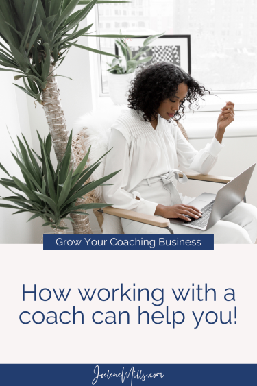 woman sitting at her desk, twirling her hair with the words "how working with a coach can help you!"